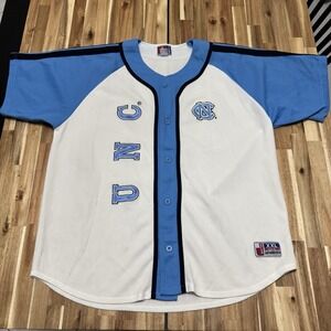 Vintage UNC Tar Heels Baseball Jersey Mens 2XL White Blue J Sports College 90s